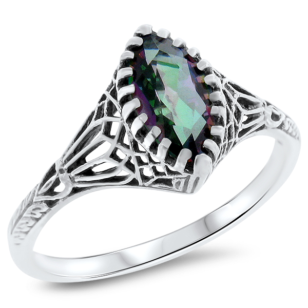 #991 Details about   7 CARAT GREEN LAB AMETHYST 925 SILVER ANTIQUE STYLE FILIGREE RING SIZE 7 